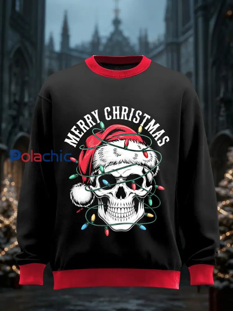 Sweat-shirt unisexe col rond imprimé de Noël gothique à manches longues Noir / S