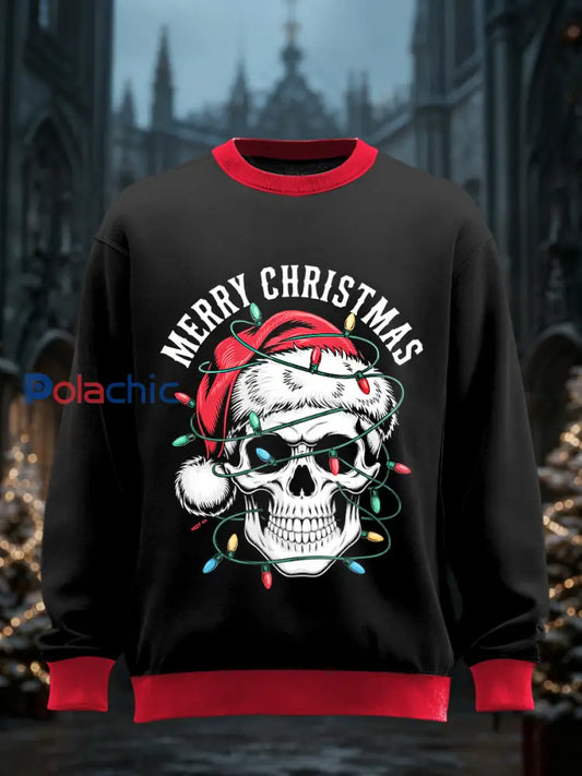 Sweat-shirt unisexe col rond imprimé de Noël gothique à manches longues Noir / S