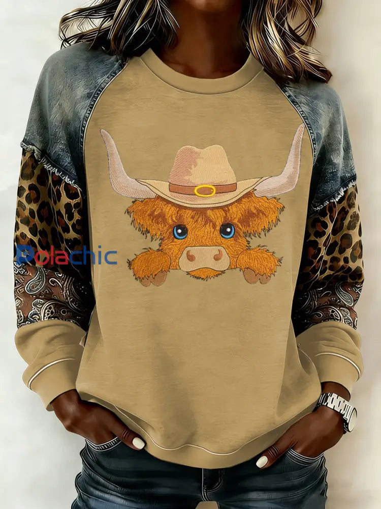 Sweat-shirt western à manches raglan pour femme comme image / S