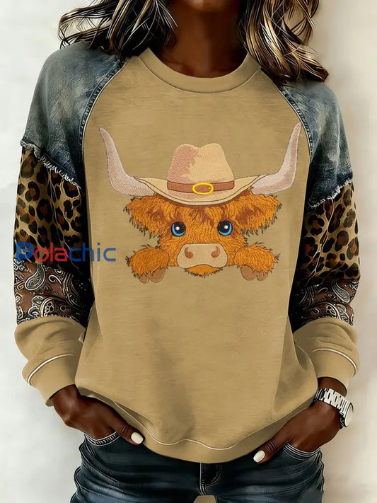Sweat-shirt western à manches raglan pour femme comme image / S