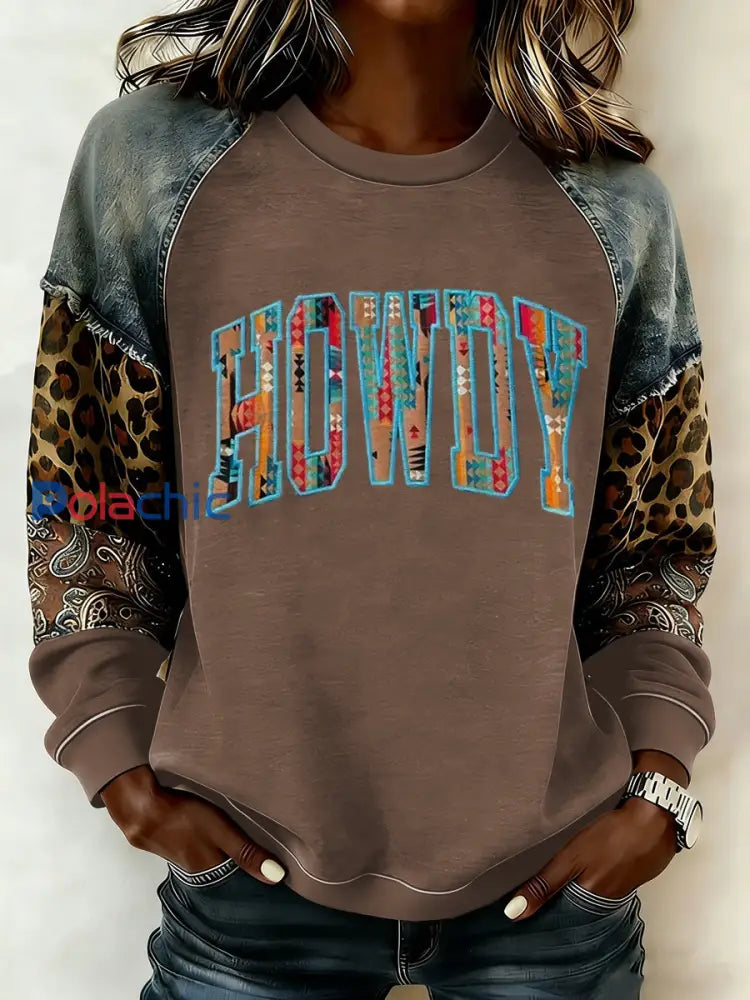 Sweat-shirt western à manches raglan pour femme comme image / S