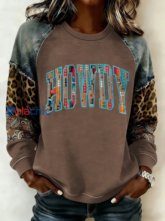 Sweat-shirt western à manches raglan pour femme comme image / S