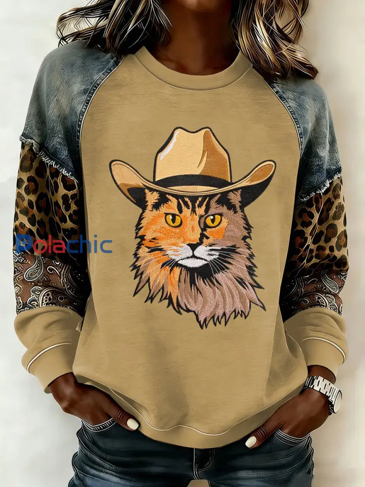 Sweat-shirt western à manches raglan pour femme comme image / S
