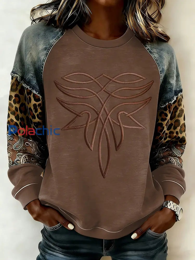 Sweat-shirt western à manches raglan pour femme comme image / S