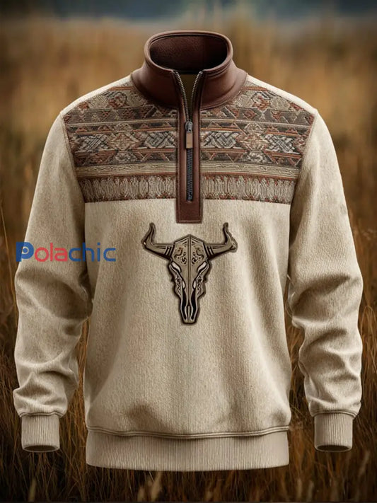 Sweat-shirt zippé vintage western pour hommes comme image / S