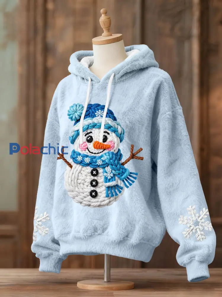Sweats à capuche en flanelle pour femmes Bleu Clair / S