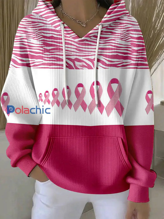 Sweats Femme Ruban Rose Cancer Du Sein Rose / S