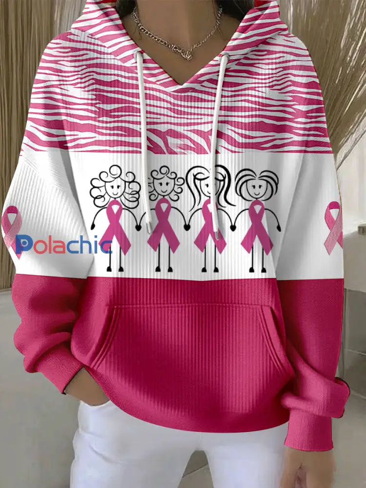 Sweats Femme Ruban Rose Cancer Du Sein Rose / S