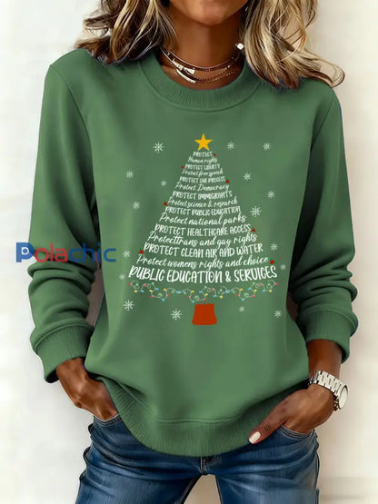 Sweatshirt Arbre de Noël Imprimé FDT Femme Vert / S