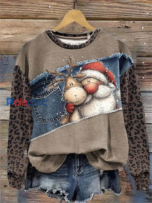Sweatshirt Art de Noël Femme comme image / S