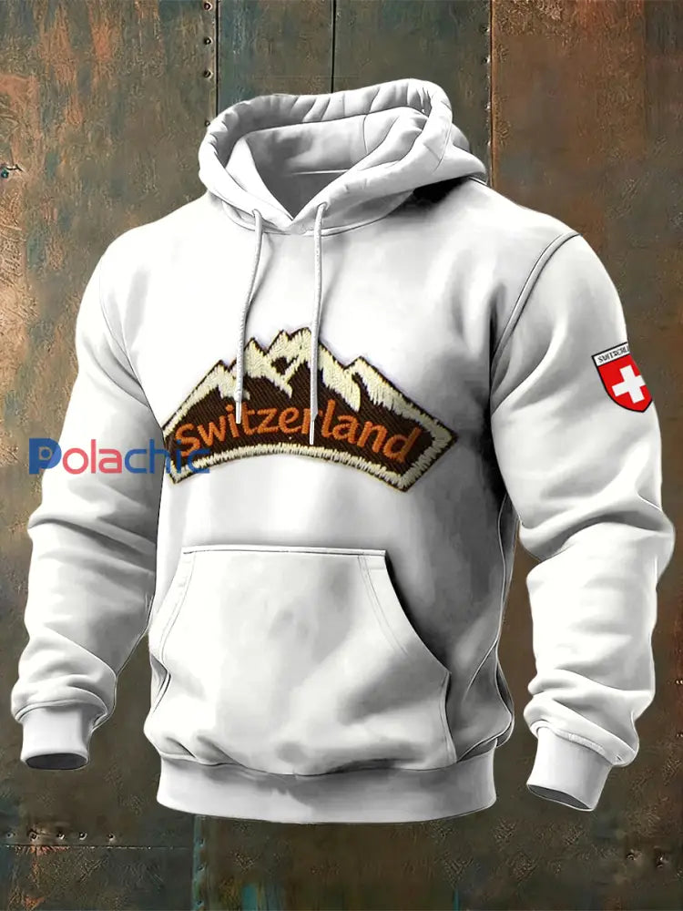 Sweatshirt blanc imprimé Switzerland pour homme Blanc / S