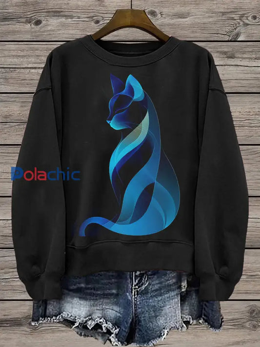 Sweatshirt Cat Regular Femme Noir / S