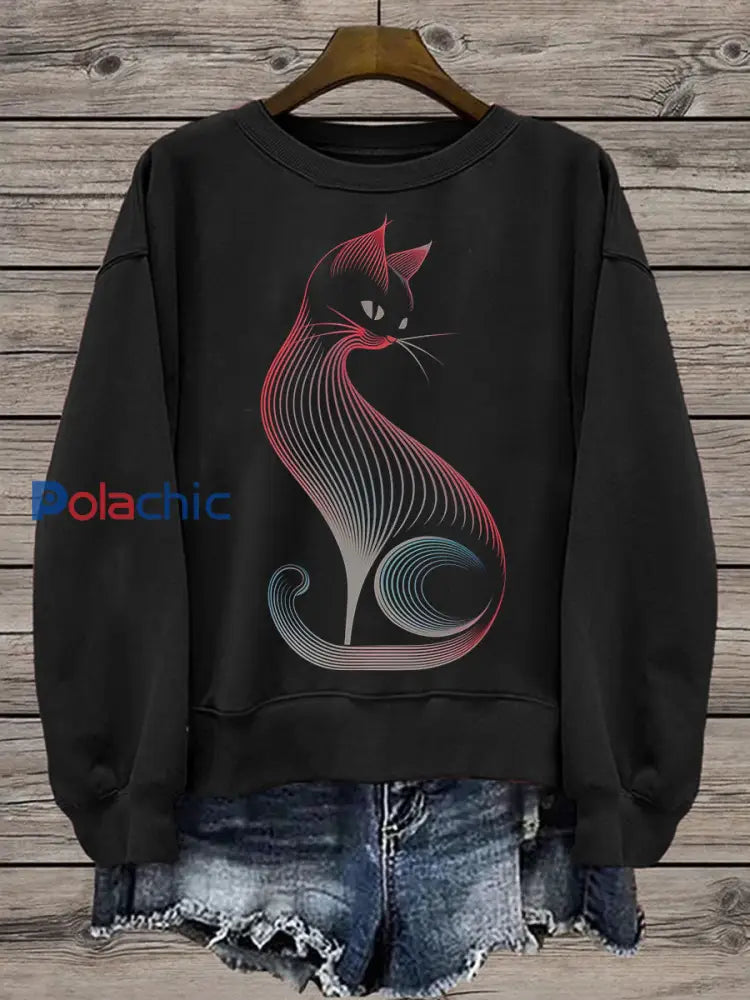 Sweatshirt Cat Regular Femme Noir / S