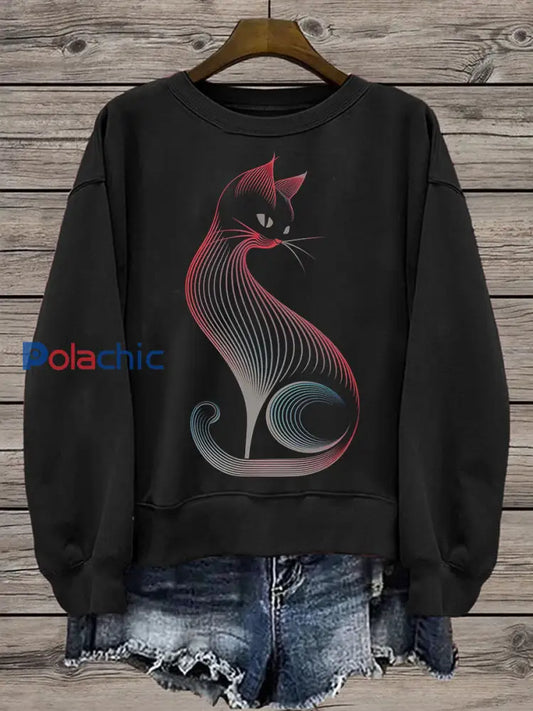 Sweatshirt Cat Regular Femme Noir / S