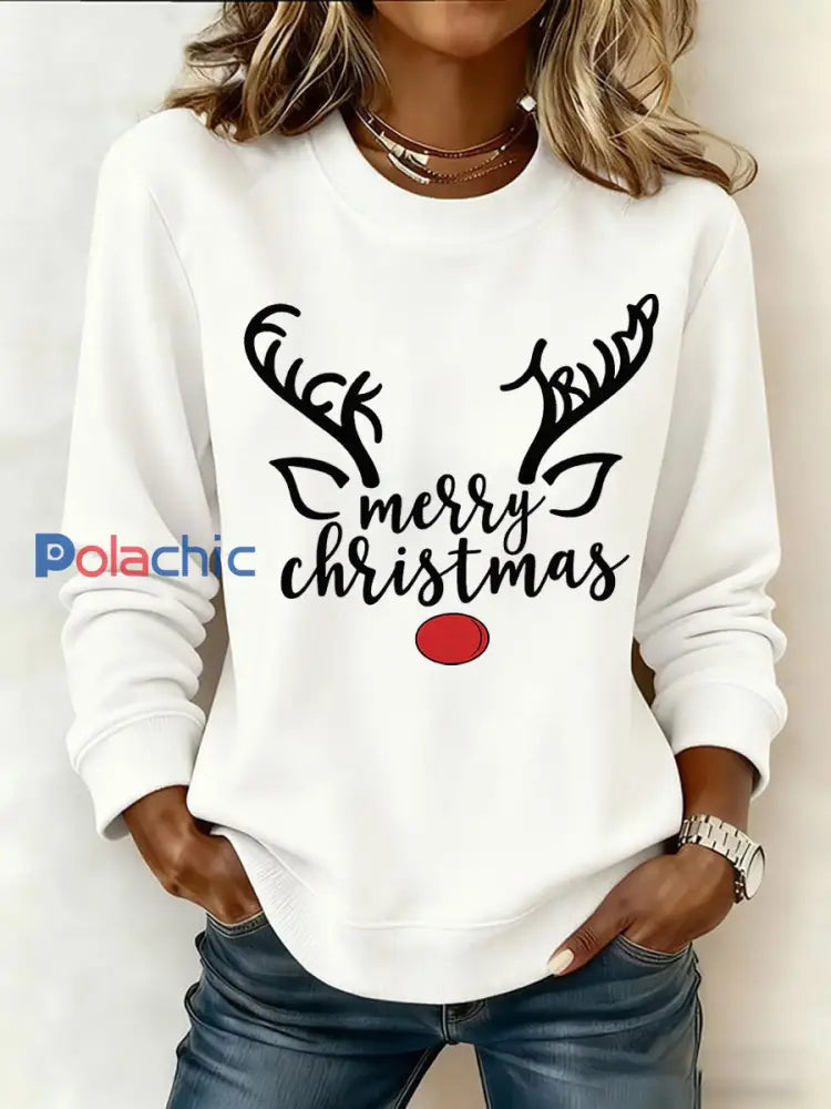 Sweatshirt Christmas FDT Imprimé Femme Blanc / S