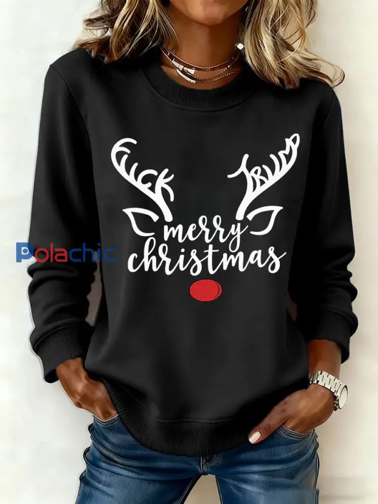 Sweatshirt Christmas FDT Imprimé Femme Noir / S