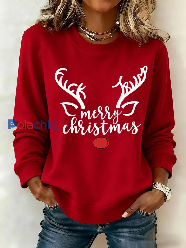 Sweatshirt Christmas FDT Imprimé Femme Rouge / S