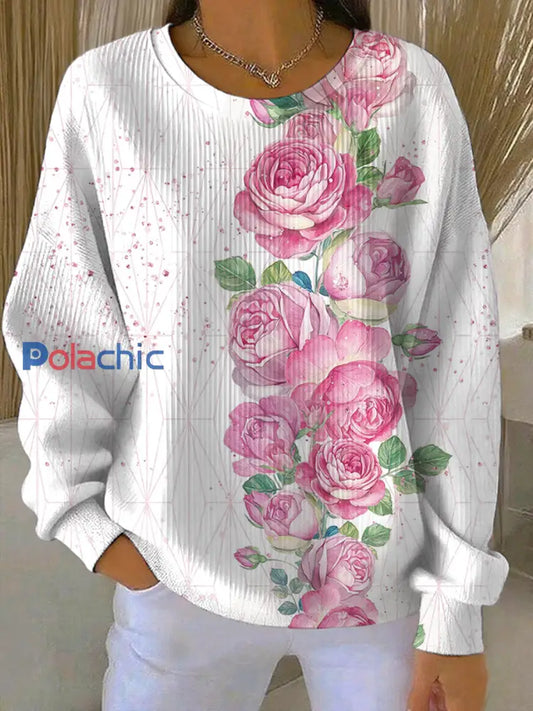 Sweatshirt Décontracté Femme Rose Imprimé Cancer Du Sein comme image / S