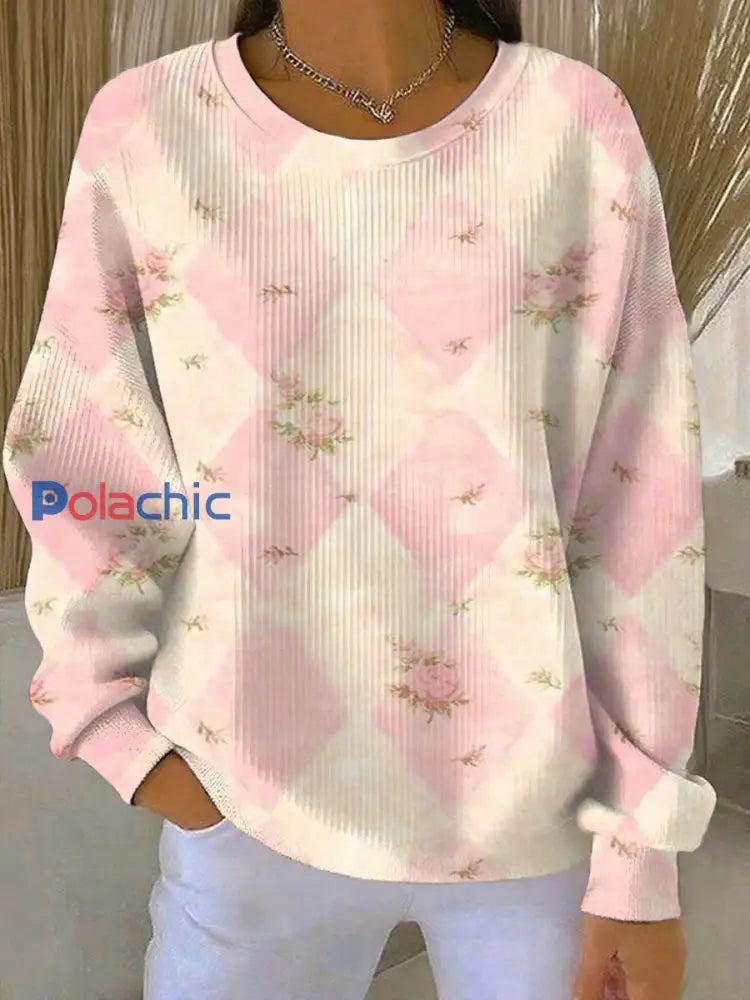 Sweatshirt Décontracté Femme Rose Imprimé Cancer Du Sein comme image / S