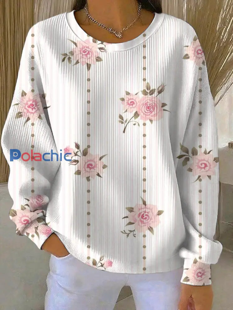 Sweatshirt Décontracté Femme Rose Imprimé Cancer Du Sein comme image / S