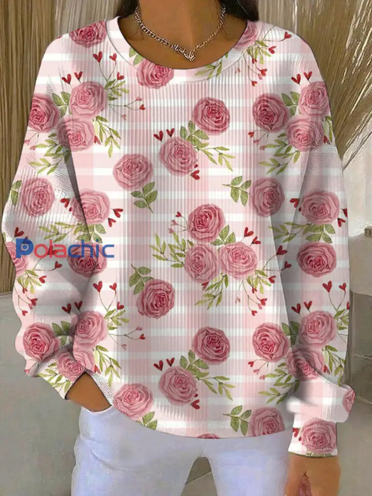 Sweatshirt Décontracté Femme Rose Imprimé Cancer Du Sein comme image / S
