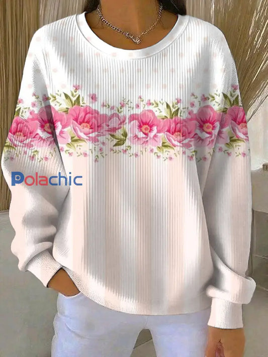Sweatshirt Décontracté Femme Rose Imprimé Cancer Du Sein comme image / S