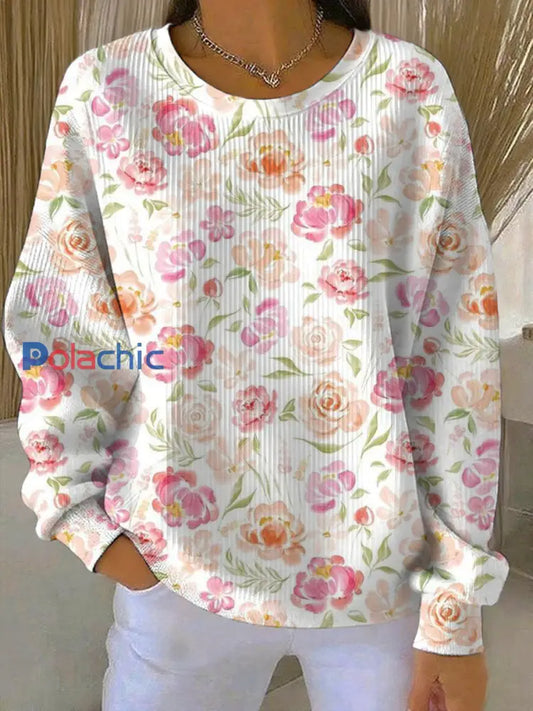 Sweatshirt Décontracté Femme Rose Imprimé Cancer Du Sein comme image / S