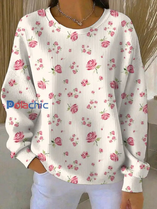 Sweatshirt Décontracté Femme Rose Imprimé Cancer Du Sein comme image / S
