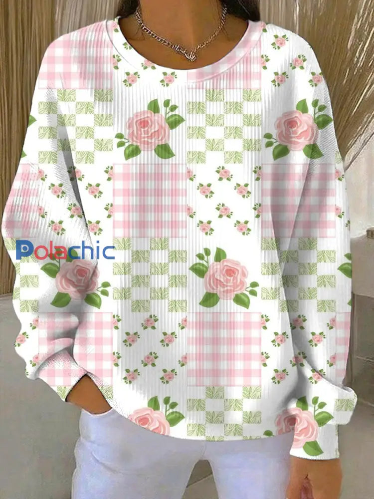 Sweatshirt Décontracté Femme Rose Imprimé Cancer Du Sein comme image / S