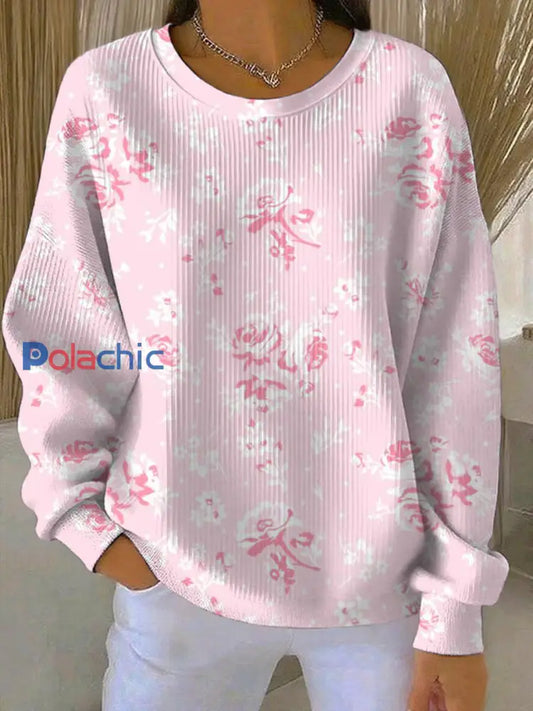 Sweatshirt Décontracté Femme Rose Imprimé Cancer Du Sein comme image / S