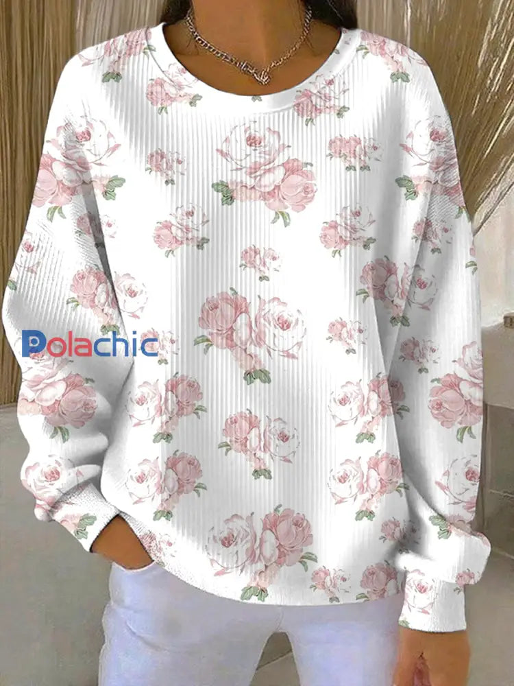 Sweatshirt Décontracté Femme Rose Imprimé Cancer Du Sein comme image / S