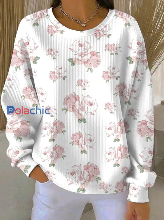 Sweatshirt Décontracté Femme Rose Imprimé Cancer Du Sein comme image / S