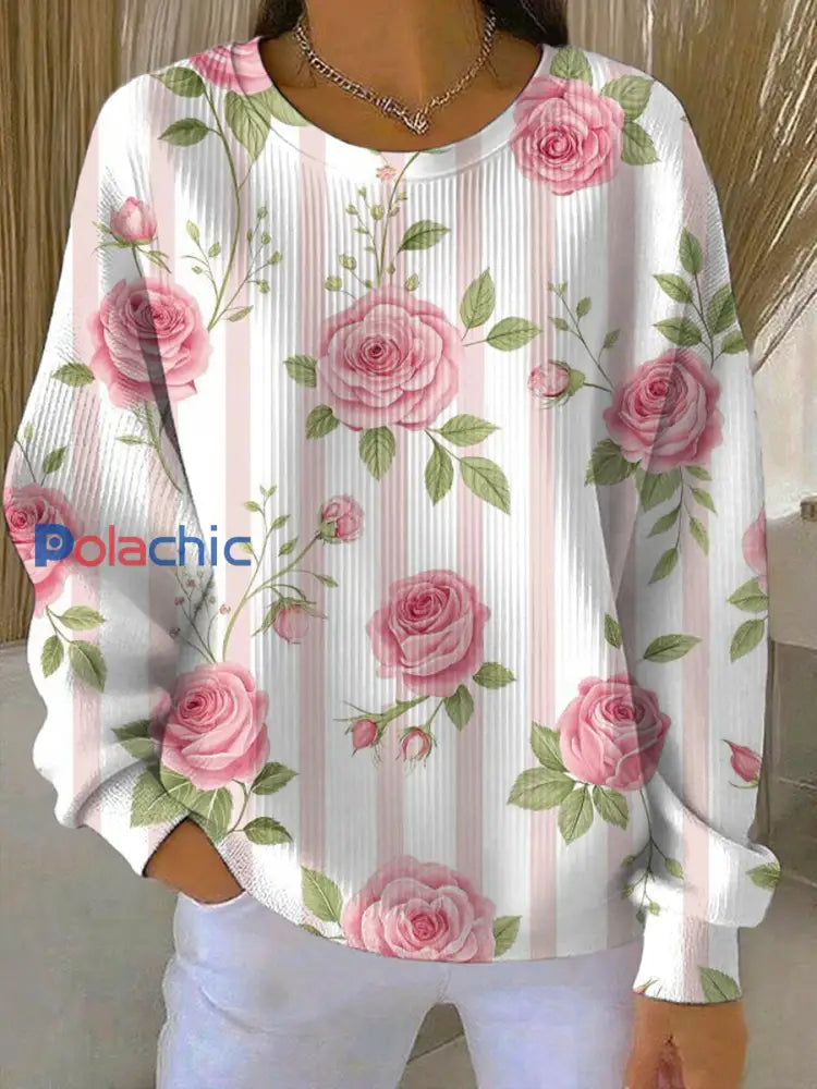 Sweatshirt Décontracté Femme Rose Imprimé Cancer Du Sein comme image / S