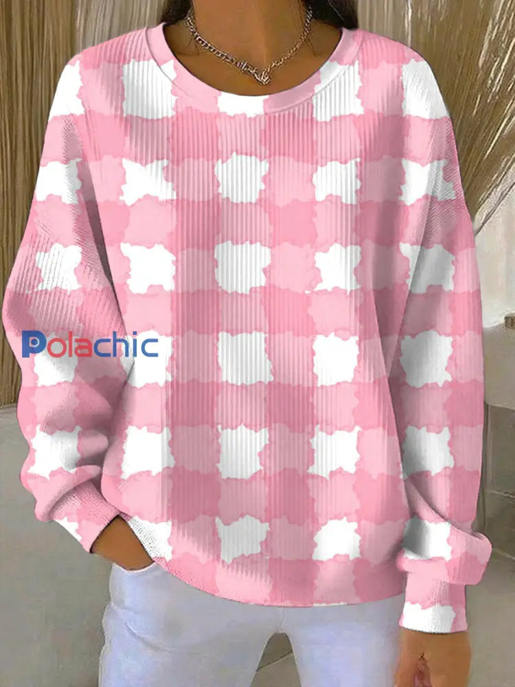 Sweatshirt Décontracté Femme Rose Imprimé Cancer Du Sein comme image / S