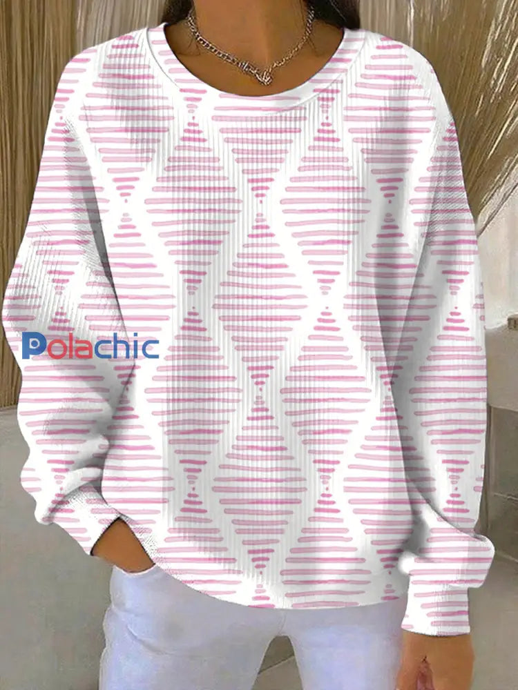 Sweatshirt Décontracté Femme Rose Imprimé Cancer Du Sein comme image / S