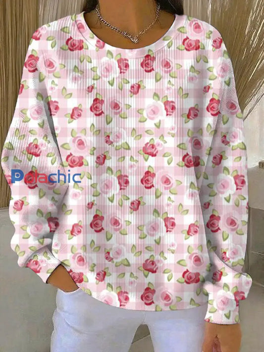 Sweatshirt Décontracté Femme Rose Imprimé Cancer Du Sein comme image / S