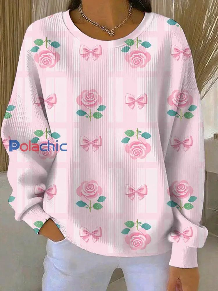Sweatshirt Décontracté Femme Rose Imprimé Cancer Du Sein comme image / S