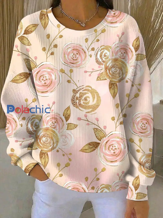 Sweatshirt Décontracté Femme Rose Imprimé Cancer Du Sein comme image / S