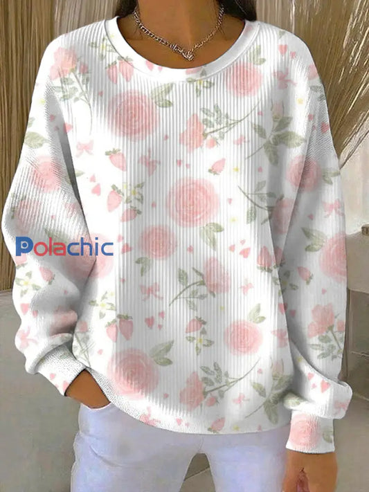 Sweatshirt Décontracté Femme Rose Imprimé Cancer Du Sein comme image / S