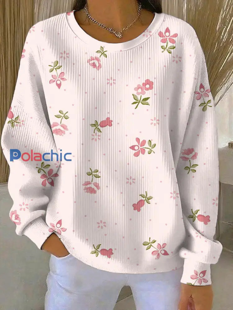 Sweatshirt Décontracté Femme Rose Imprimé Cancer Du Sein comme image / S