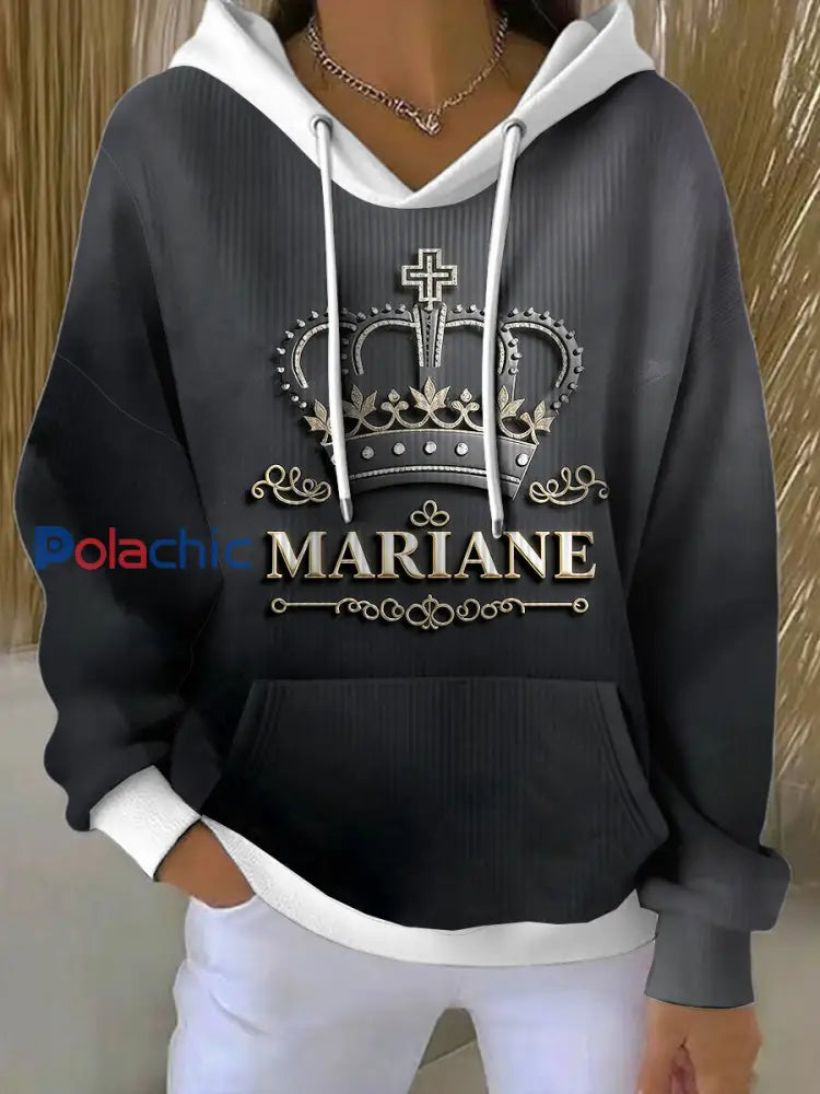 Sweatshirt Femme avec French Marianne Crown Print Gris foncé / S