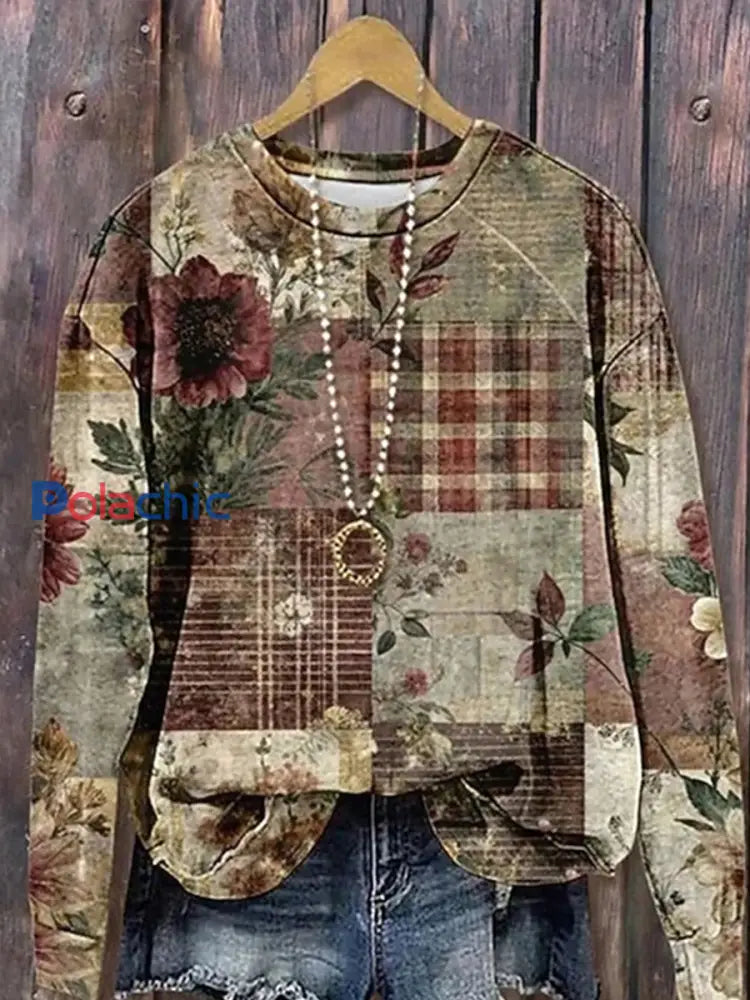 Sweatshirt Femme Imprimé floral bohème comme image / S