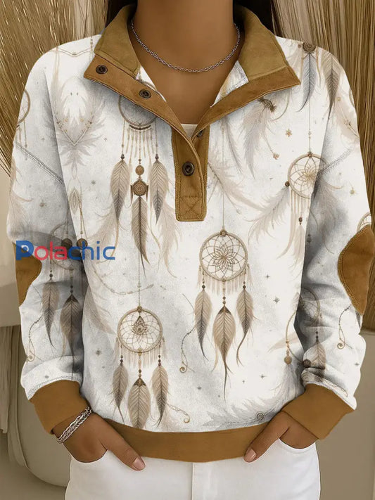 Sweatshirt Femme Western Style Art Imprimé Blanc / S
