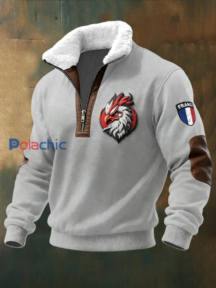 Sweatshirt Homme French Coq Gris Stand-Up Collar Gris / S