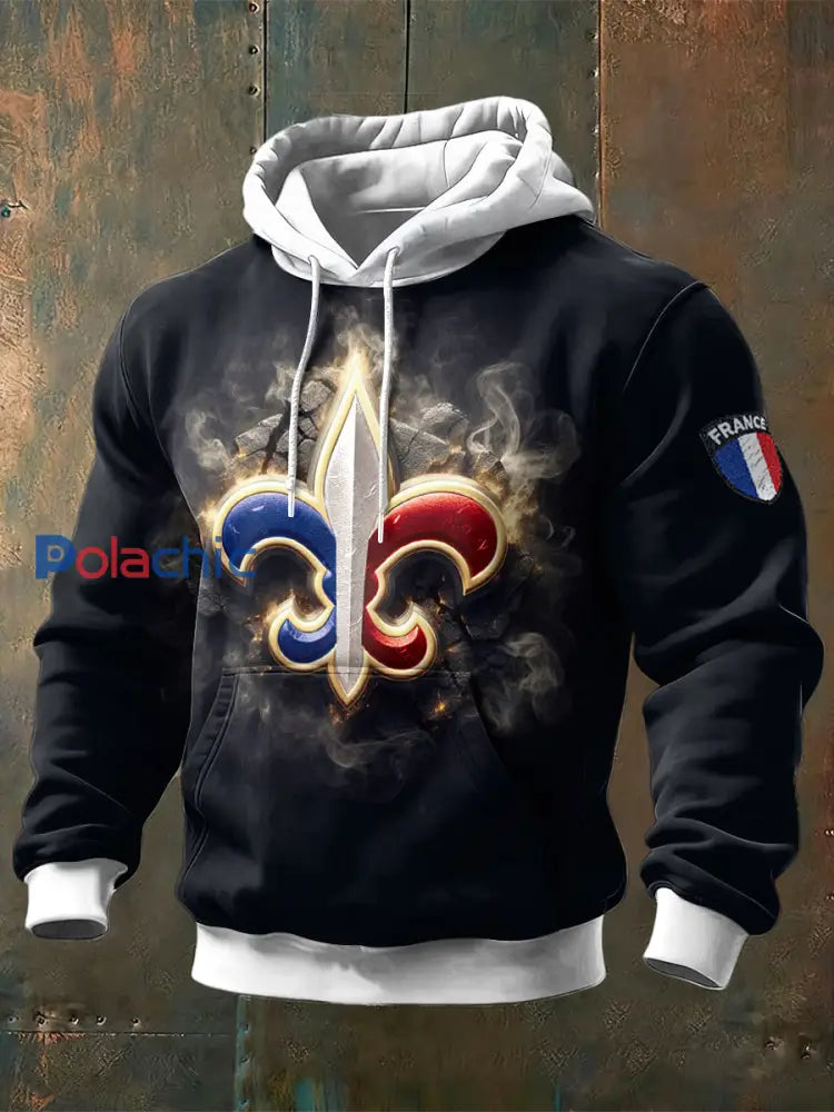 Sweatshirt Homme Imprimé Français Noir Patchwork Noir / S