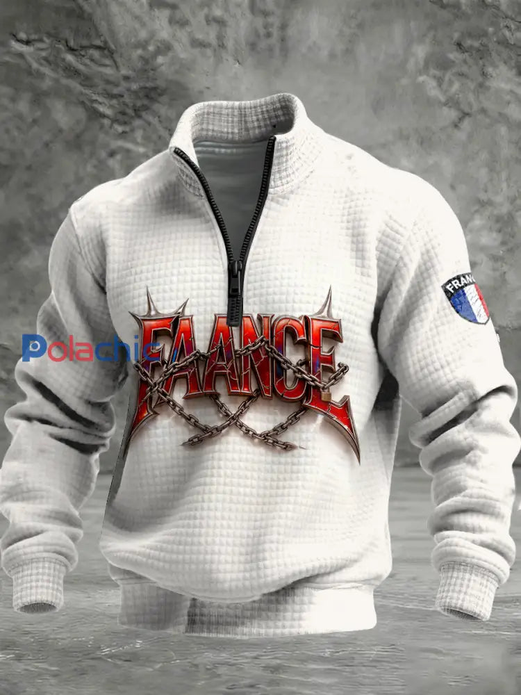 Sweatshirt Homme Texte Français Créatif Imprimé Abricot / S