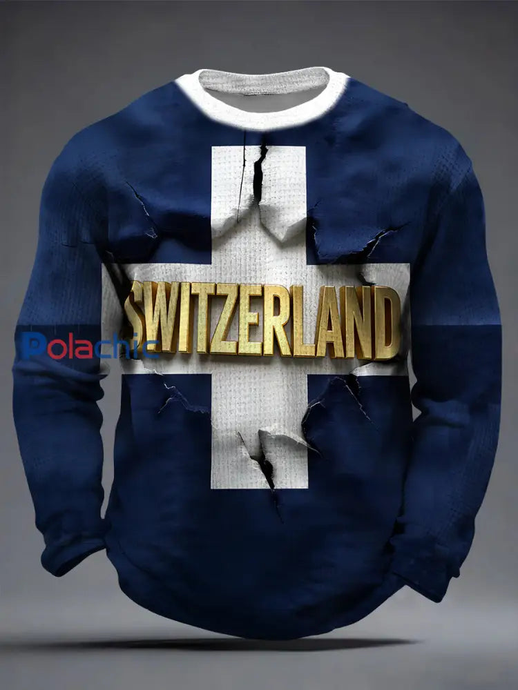 Sweatshirt Luxe Gold Swiss Cross & Typography Homme Multicolore / S