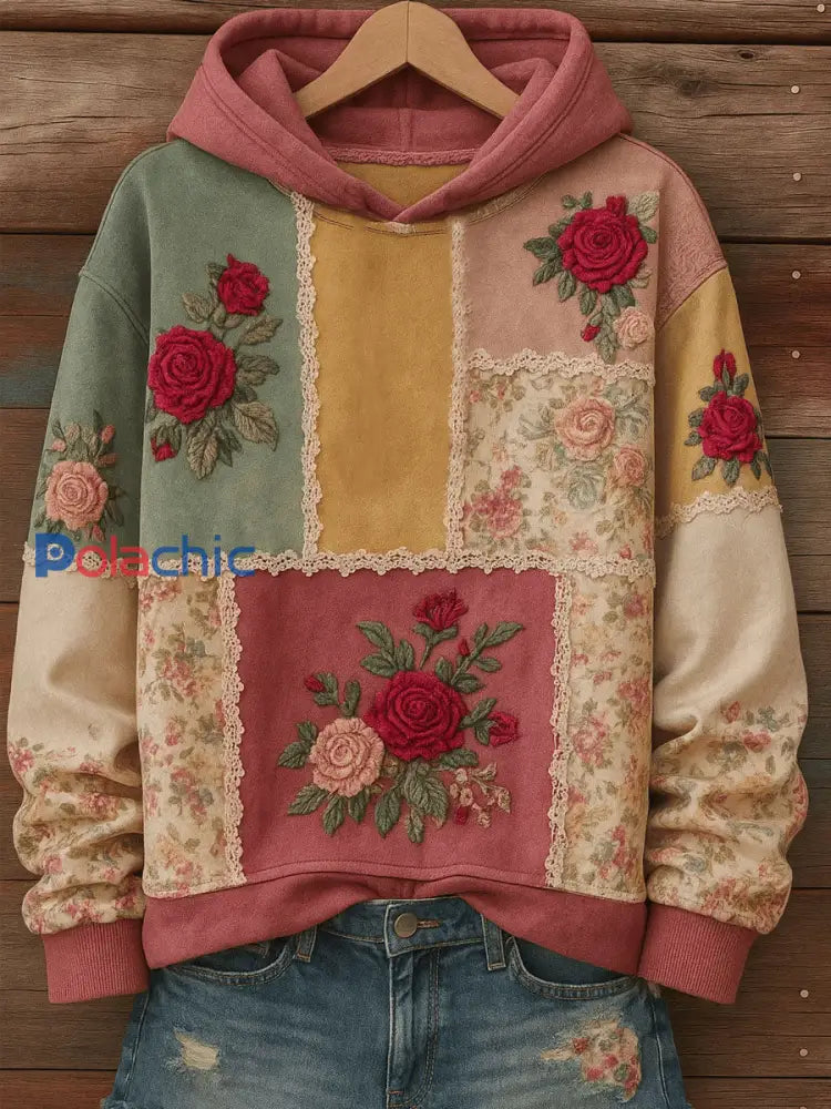 Sweatshirt Régulier Retro Art Floral Femme comme image / S