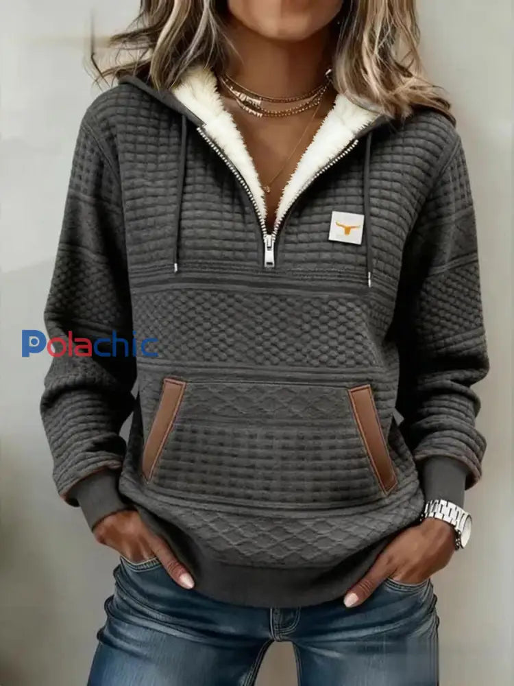 Sweatshirt Retro Western Fleece Femme Gris foncé / S