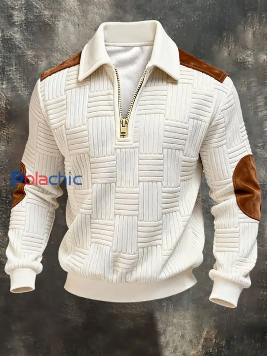 Sweatshirt Retro Zip-Up Homme Blanc-Crémeux / S